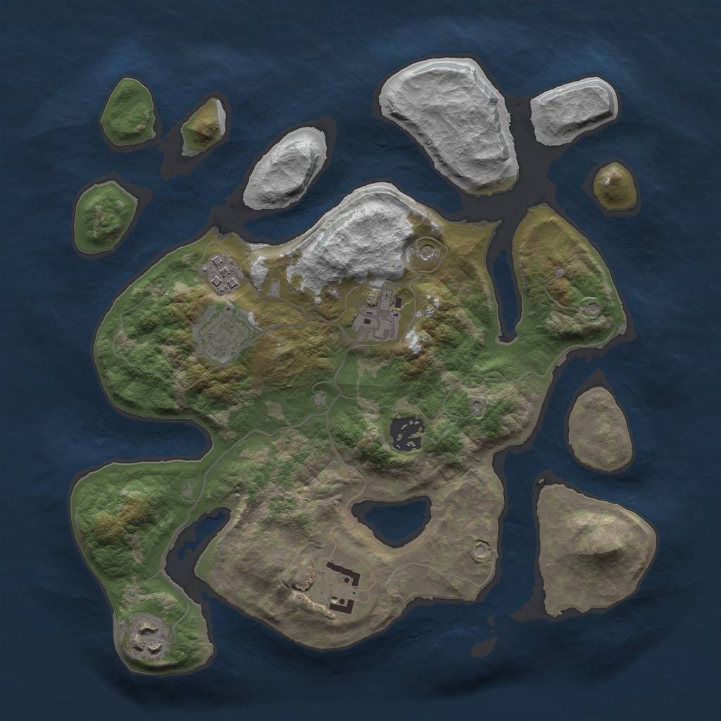 Rust Map: Barren, Size: 3000, Seed: 656209, 9 Monuments