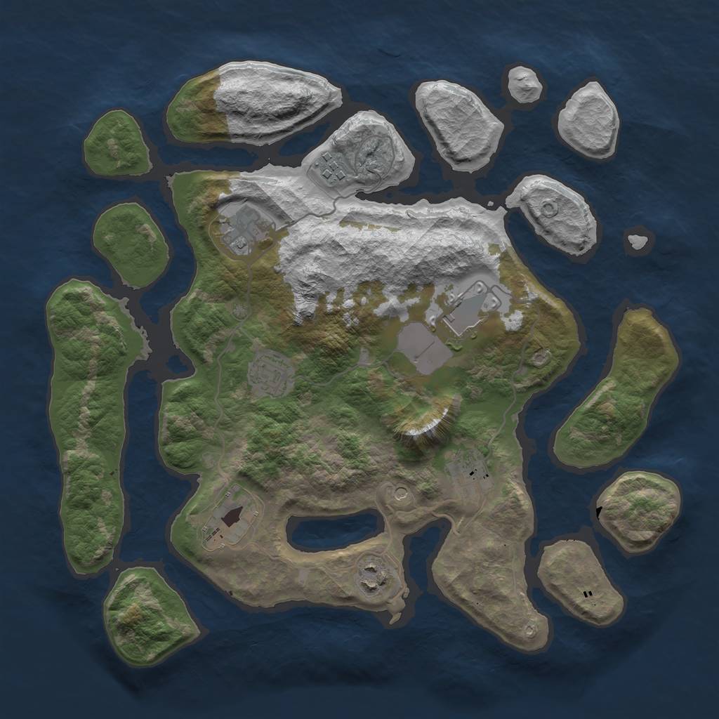Rust Map: Barren, Size: 3500, Seed: 1103650452, 10 Monuments