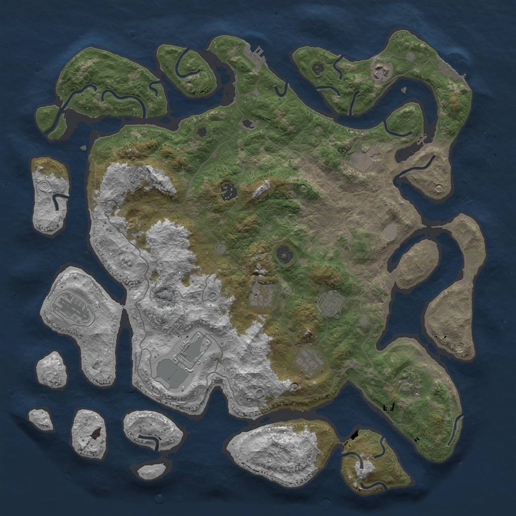 Rust Map: Procedural Map, Size: 4500, Seed: 1153645613, 18 Monuments