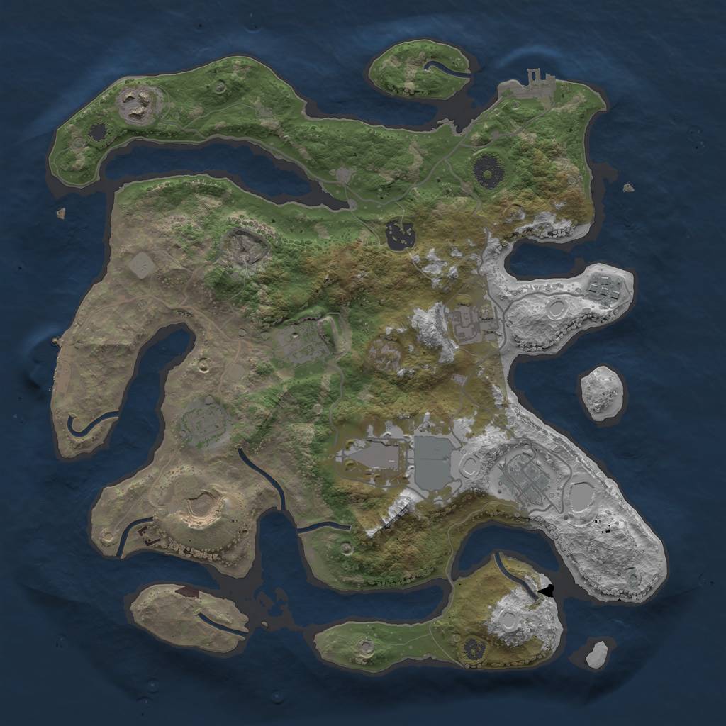 Rust Map: Procedural Map, Size: 3500, Seed: 16949, 16 Monuments