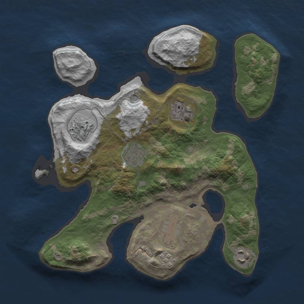 Rust Map: Barren, Size: 3000, Seed: 1552063383, 9 Monuments