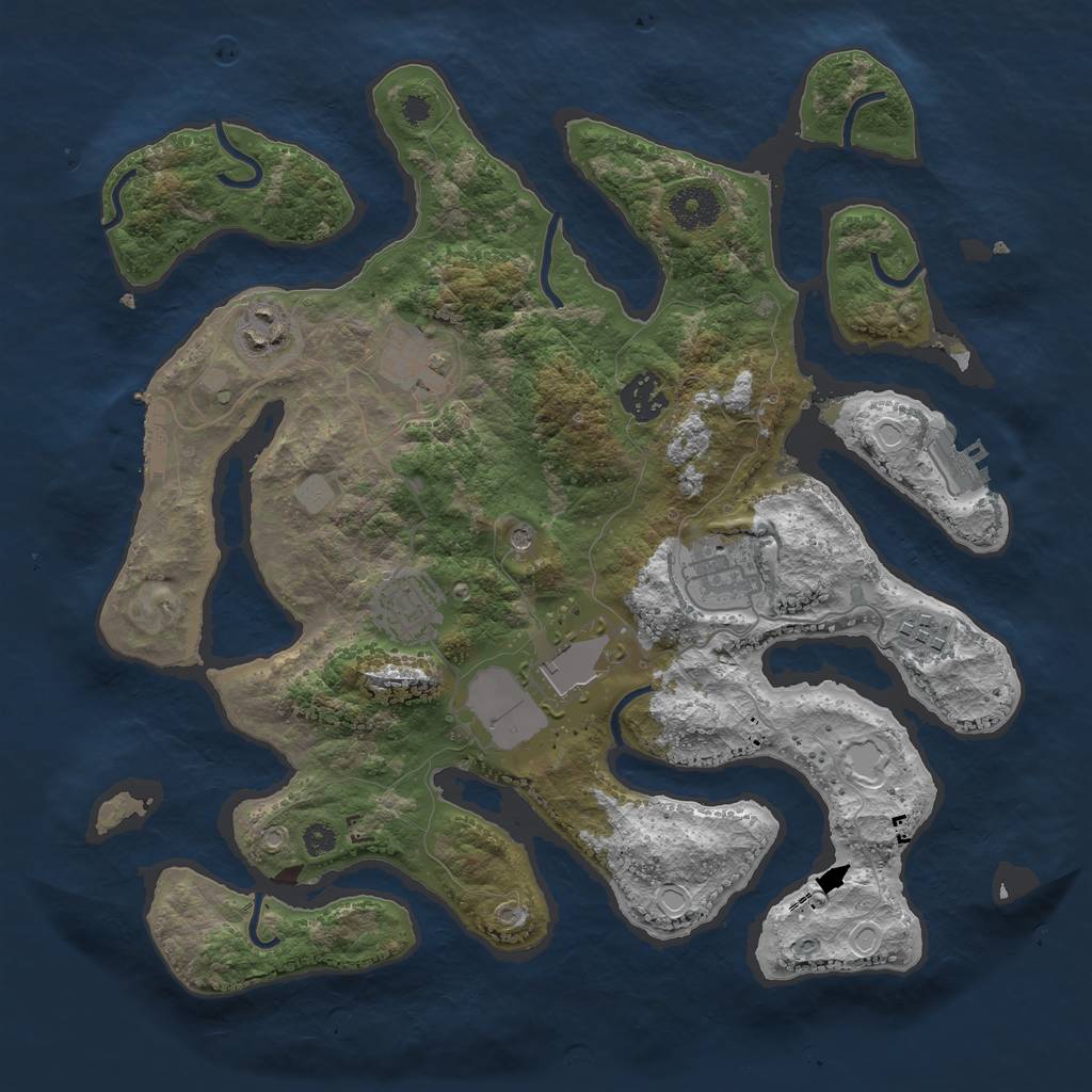 Rust Map: Procedural Map, Size: 3500, Seed: 25913, 15 Monuments
