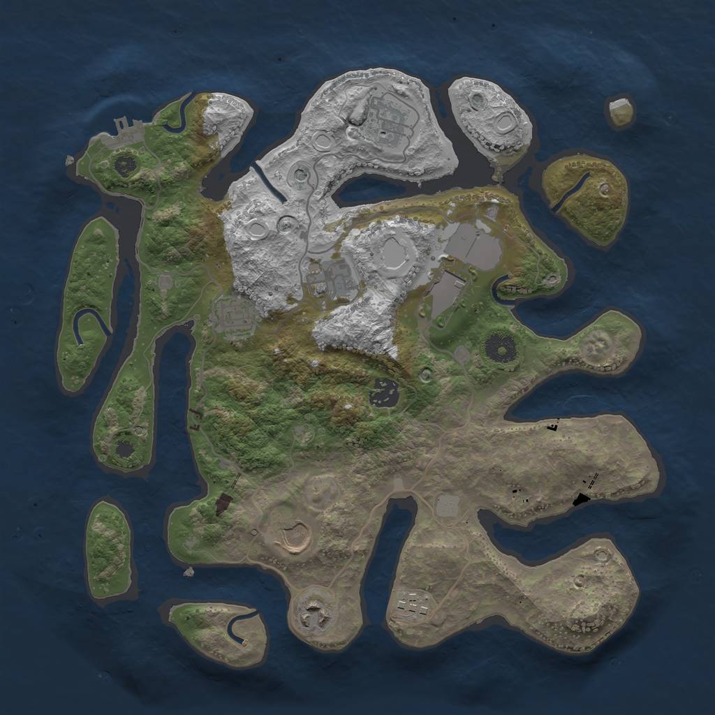 Rust Map: Procedural Map, Size: 3500, Seed: 4523, 15 Monuments