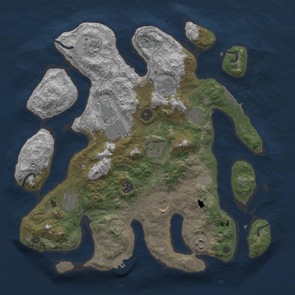 Rust Map: Procedural Map, Size: 3800, Seed: 121121, 17 Monuments