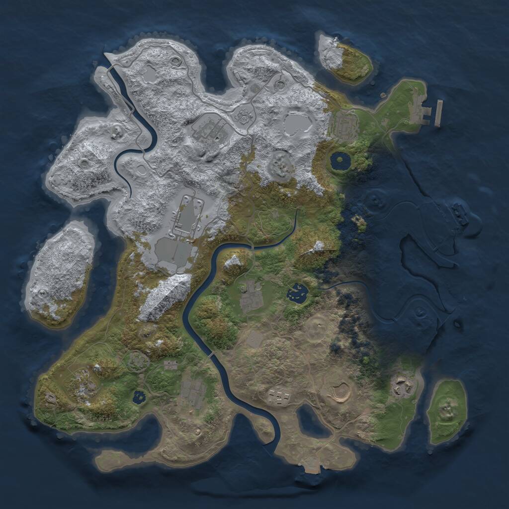 Rust Map: Procedural Map, Size: 3800, Seed: 121121, 16 Monuments
