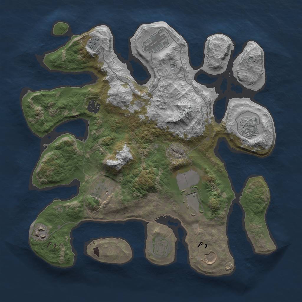 Rust Map: Barren, Size: 3500, Seed: 84146, 12 Monuments