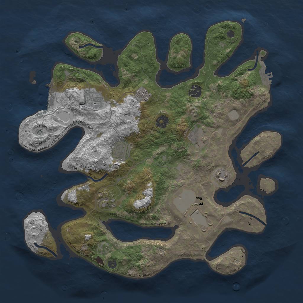 Rust Map: Procedural Map, Size: 3500, Seed: 290768192, 16 Monuments