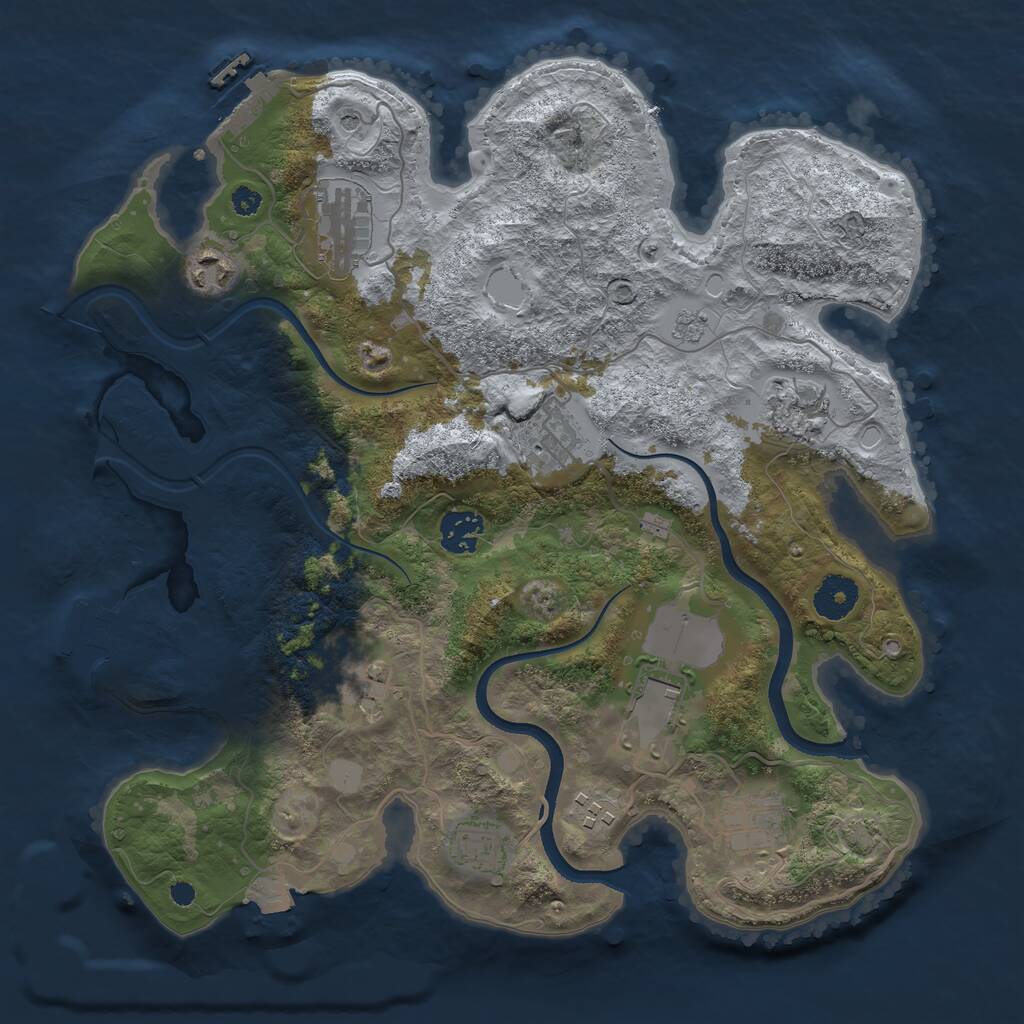 Rust Map: Procedural Map, Size: 3500, Seed: 950757307, 16 Monuments