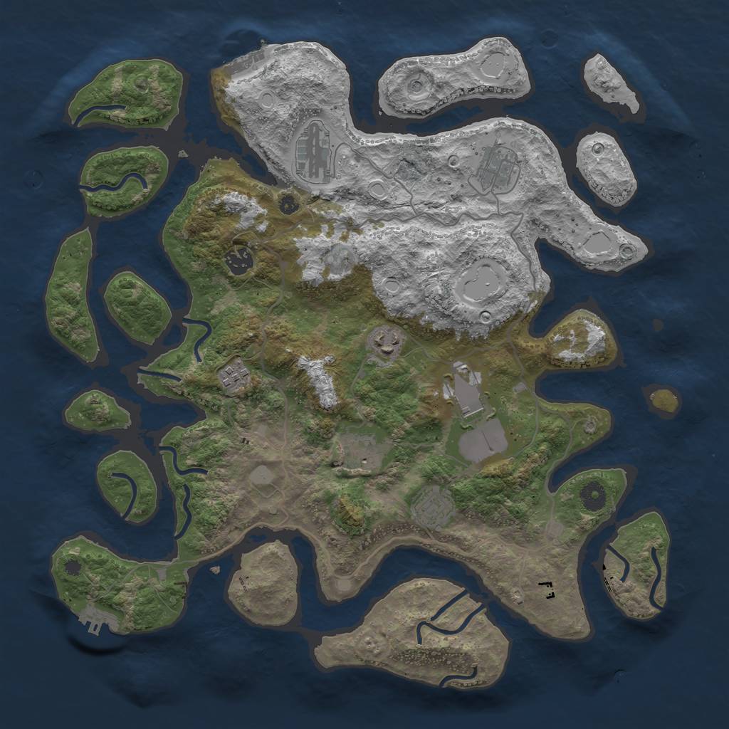 Rust Map: Procedural Map, Size: 4000, Seed: 17635, 16 Monuments