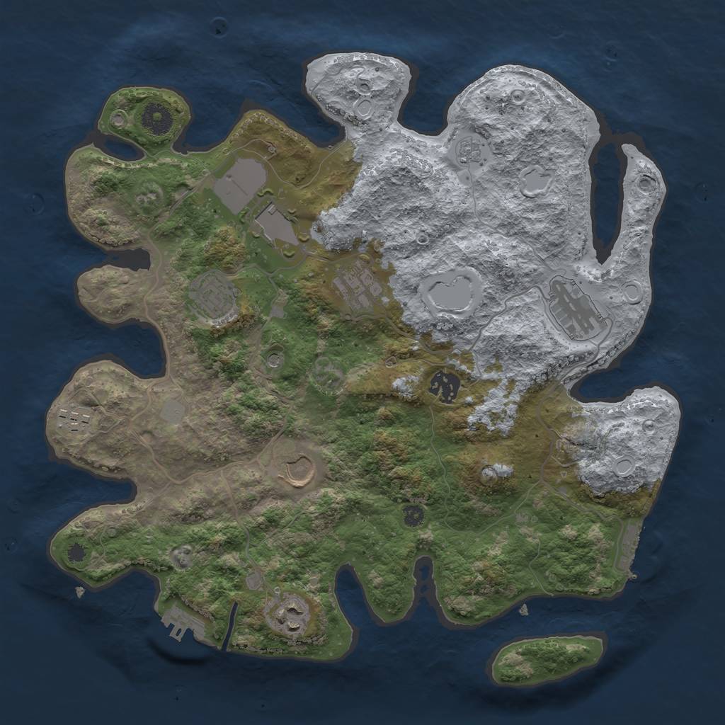 Rust Map: Procedural Map, Size: 3500, Seed: 25459, 17 Monuments