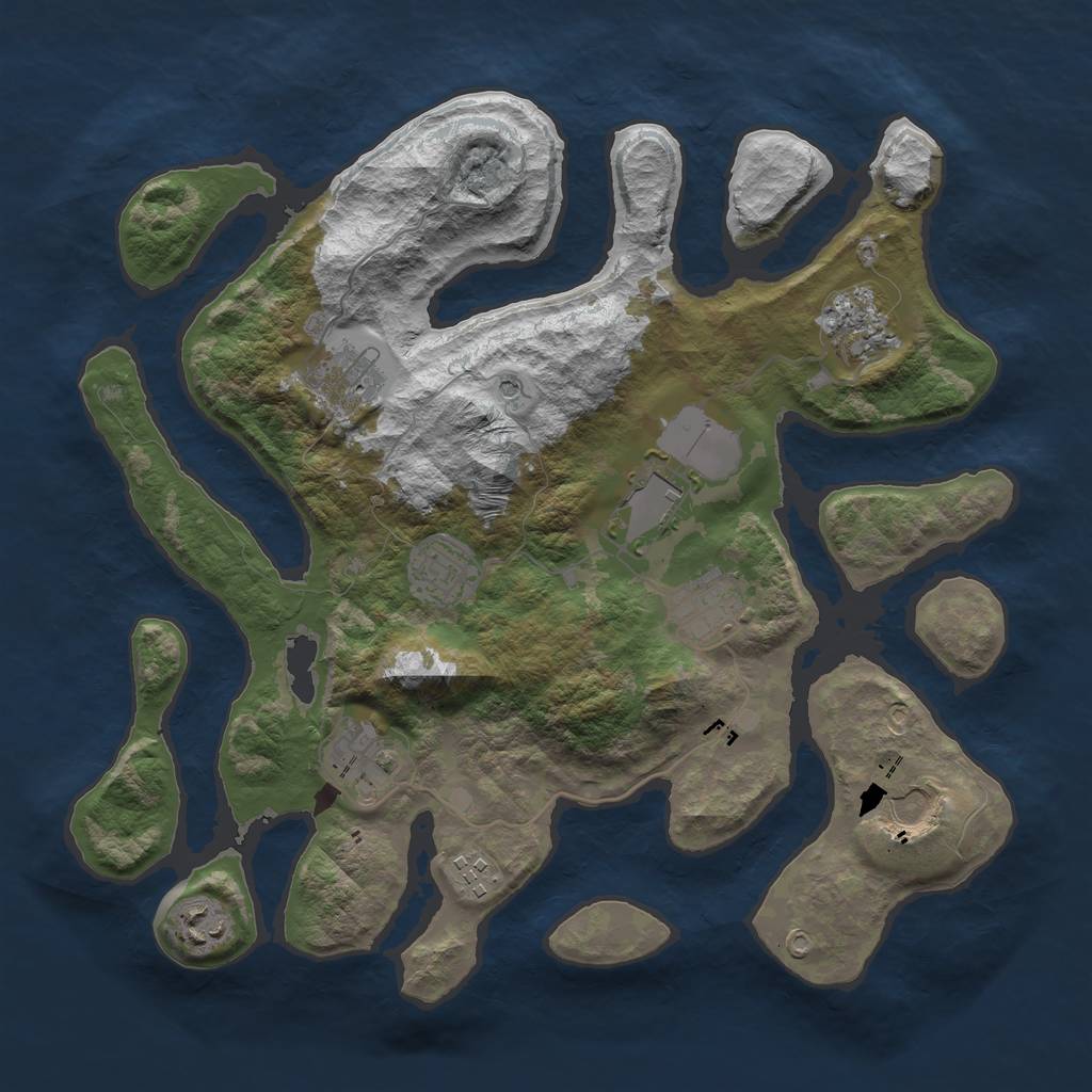 Rust Map: Barren, Size: 3600, Seed: 2064, 12 Monuments