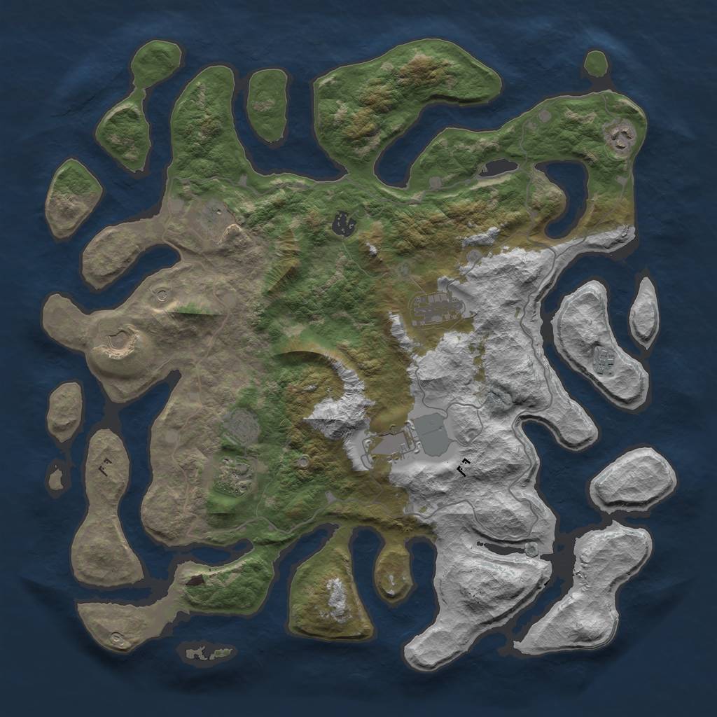 Rust Map: Barren, Size: 4500, Seed: 61211, 12 Monuments