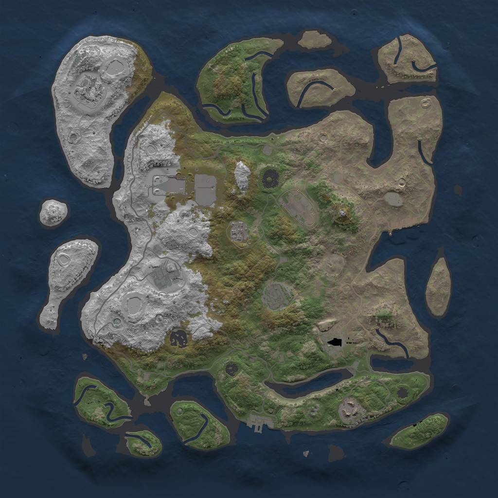 Rust Map: Procedural Map, Size: 4096, Seed: 121211, 17 Monuments