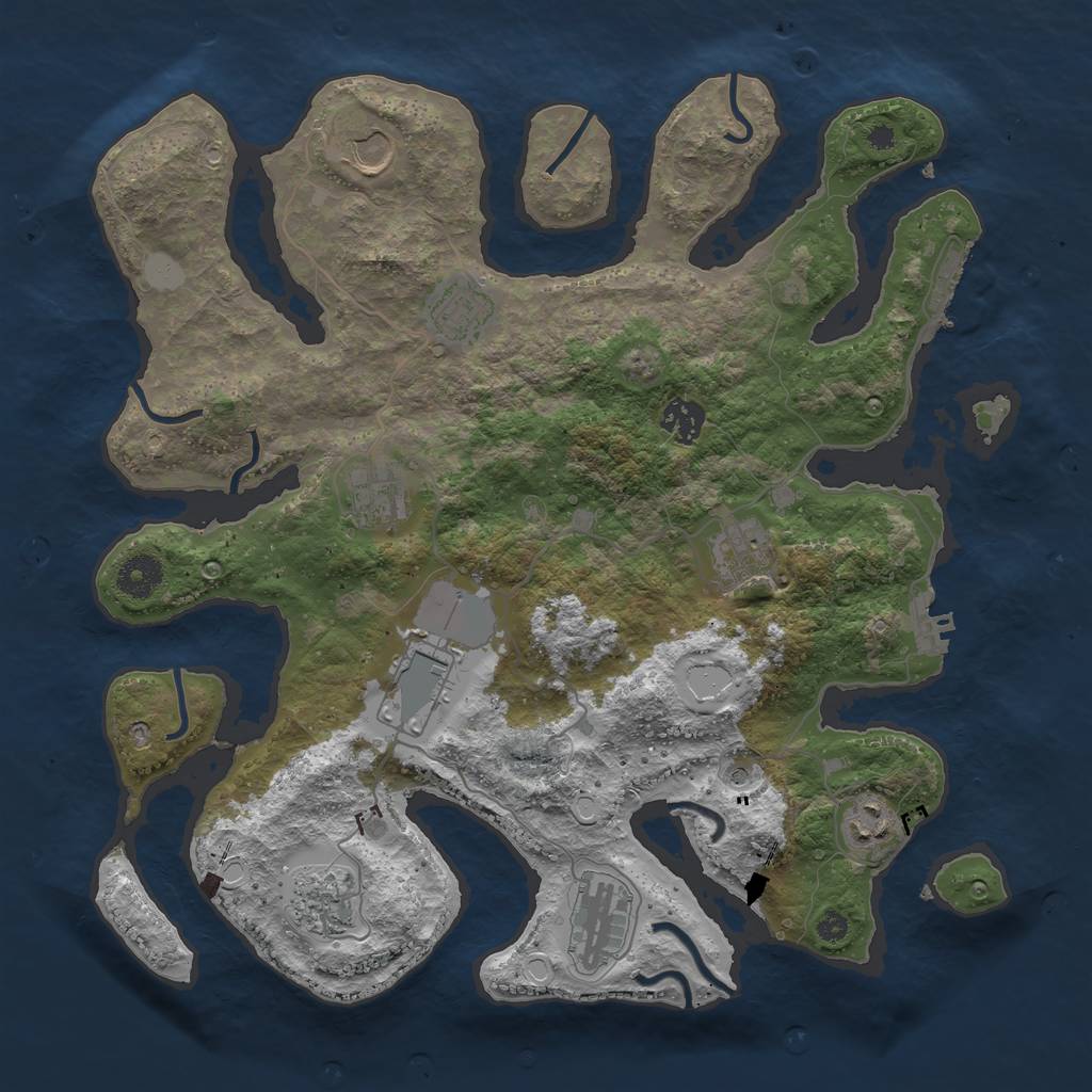 Rust Map: Procedural Map, Size: 3700, Seed: 1222555861, 17 Monuments