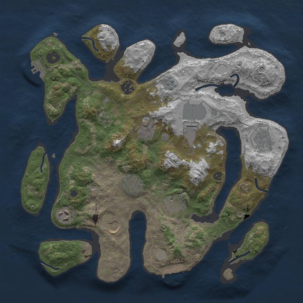 Rust Map: Procedural Map, Size: 3500, Seed: 27565763, 17 Monuments
