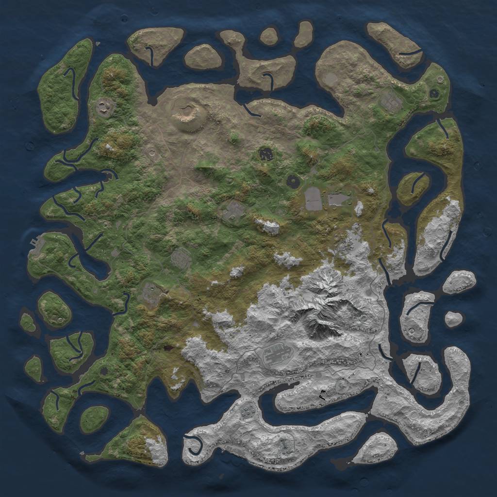 Rust Map: Procedural Map, Size: 5500, Seed: 7273521, 19 Monuments