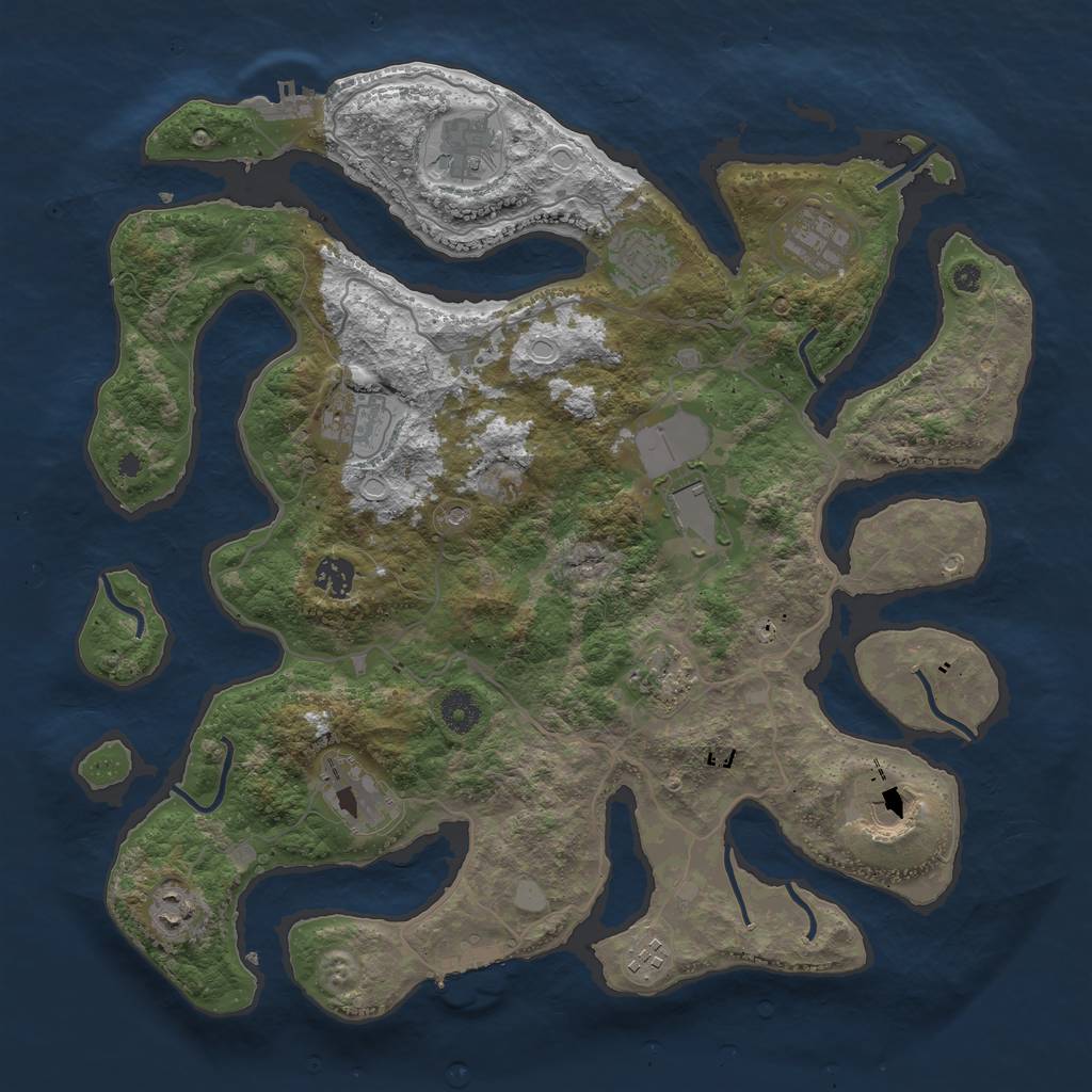 Rust Map: Procedural Map, Size: 4000, Seed: 696889485, 19 Monuments