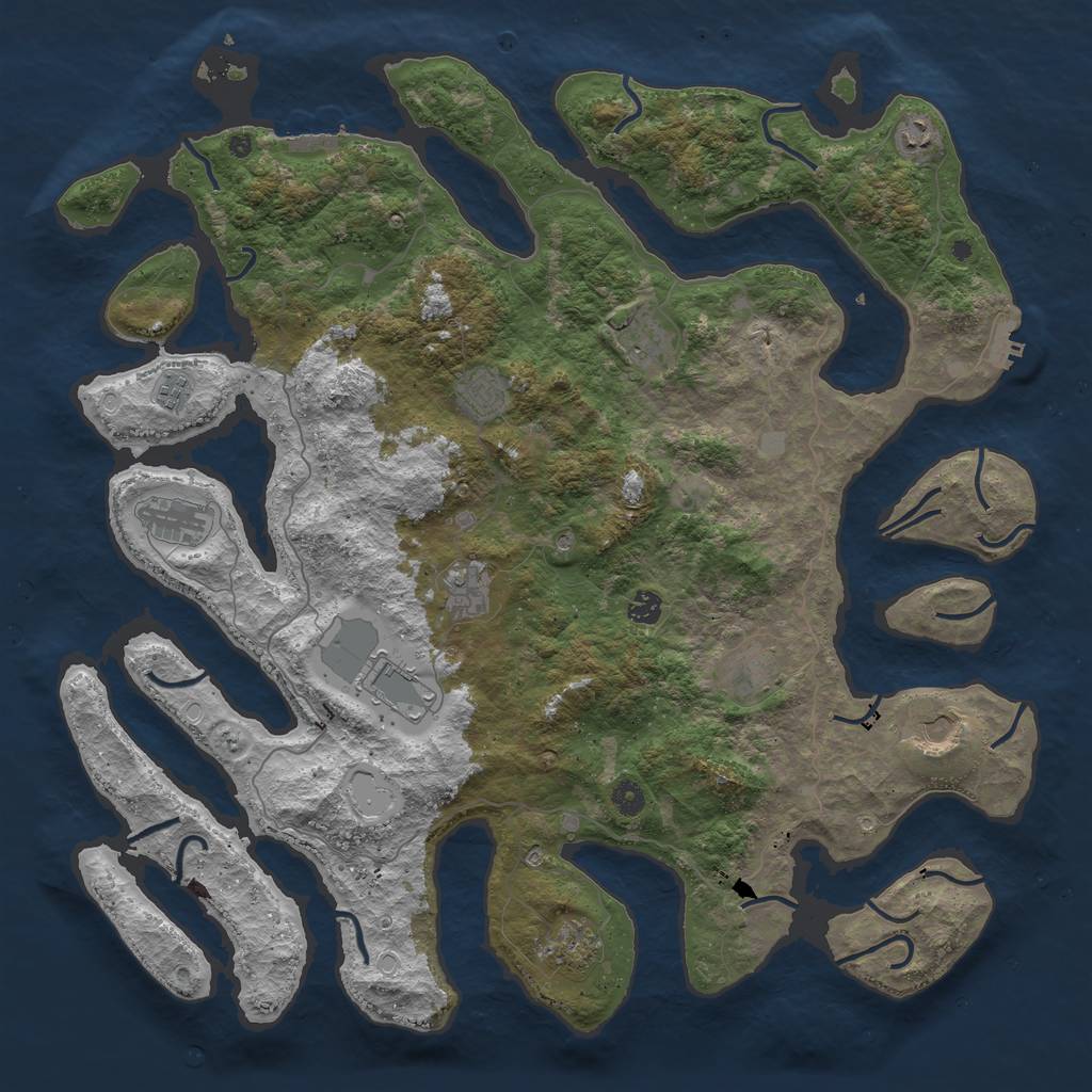 Rust Map: Procedural Map, Size: 4800, Seed: 264109866, 19 Monuments