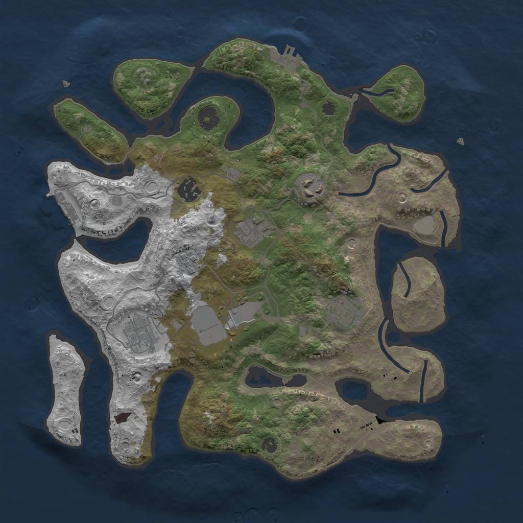Rust Map: Procedural Map, Size: 3500, Seed: 228581099, 15 Monuments