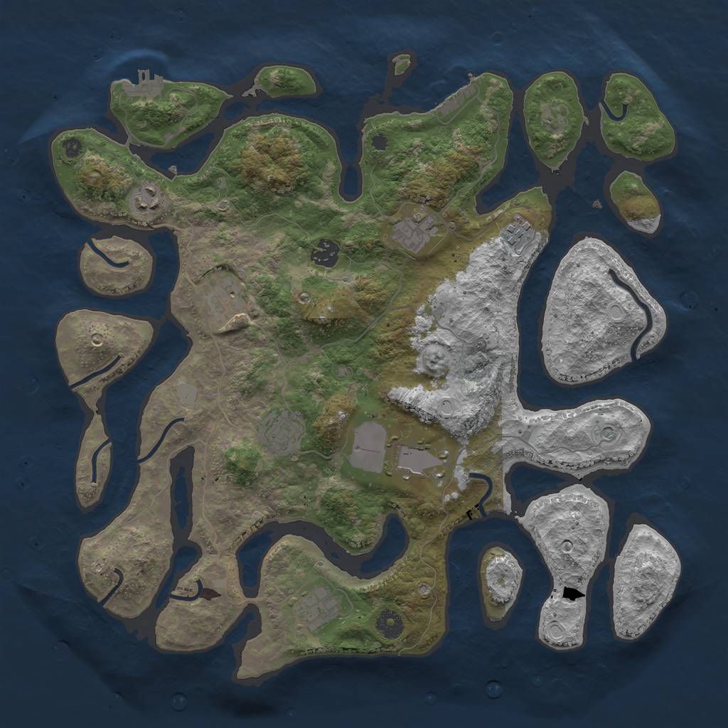 Rust Map: Procedural Map, Size: 3900, Seed: 89764, 16 Monuments