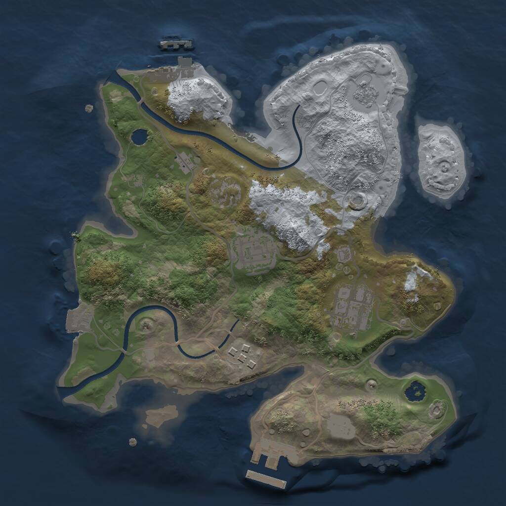 Rust Map: Procedural Map, Size: 2500, Seed: 852, 7 Monuments