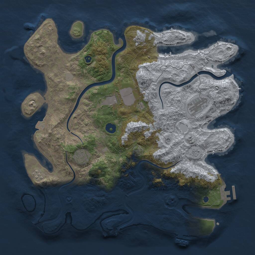 Rust Map: Procedural Map, Size: 3700, Seed: 453837856, 10 Monuments