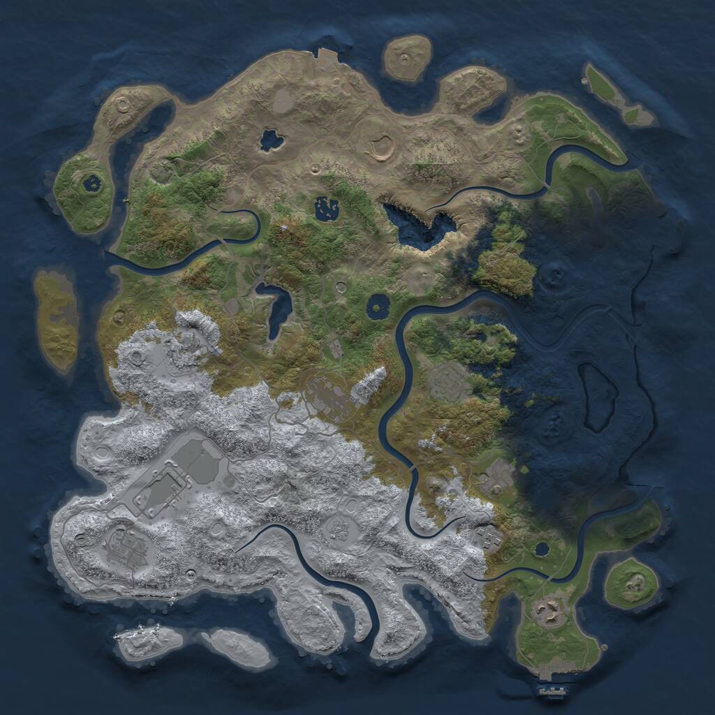 Rust Map: Procedural Map, Size: 4200, Seed: 951513919, 16 Monuments