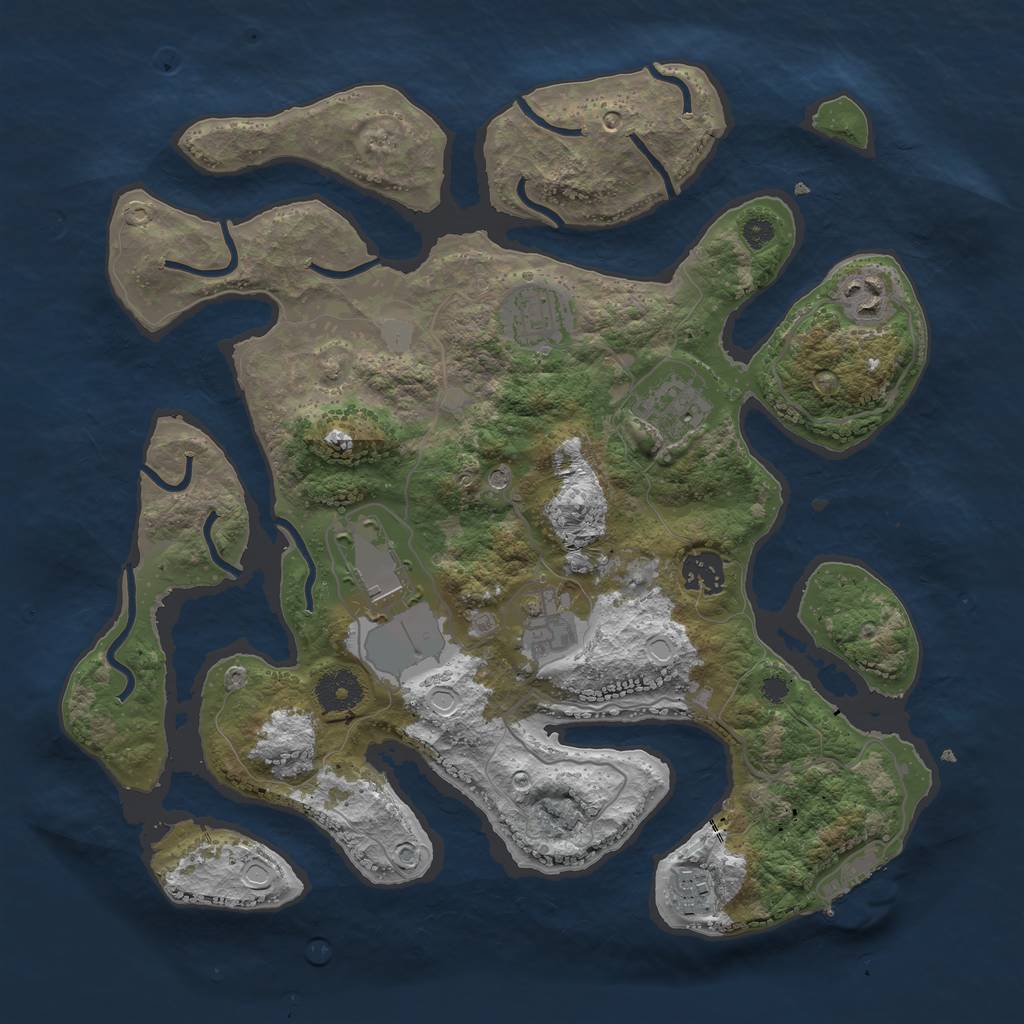 Rust Map: Procedural Map, Size: 3500, Seed: 7733121, 14 Monuments