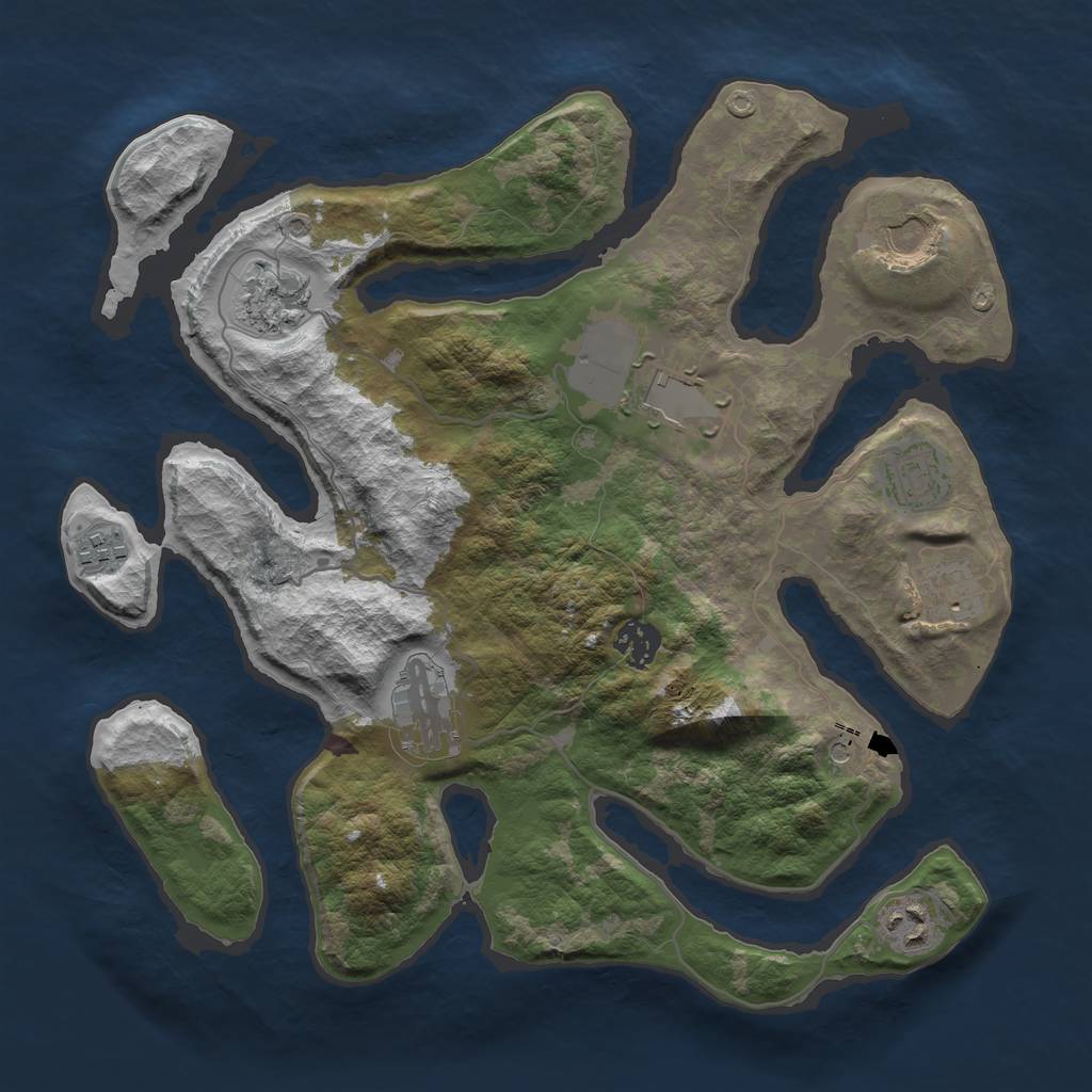 Rust Map: Barren, Size: 3500, Seed: 141121, 12 Monuments