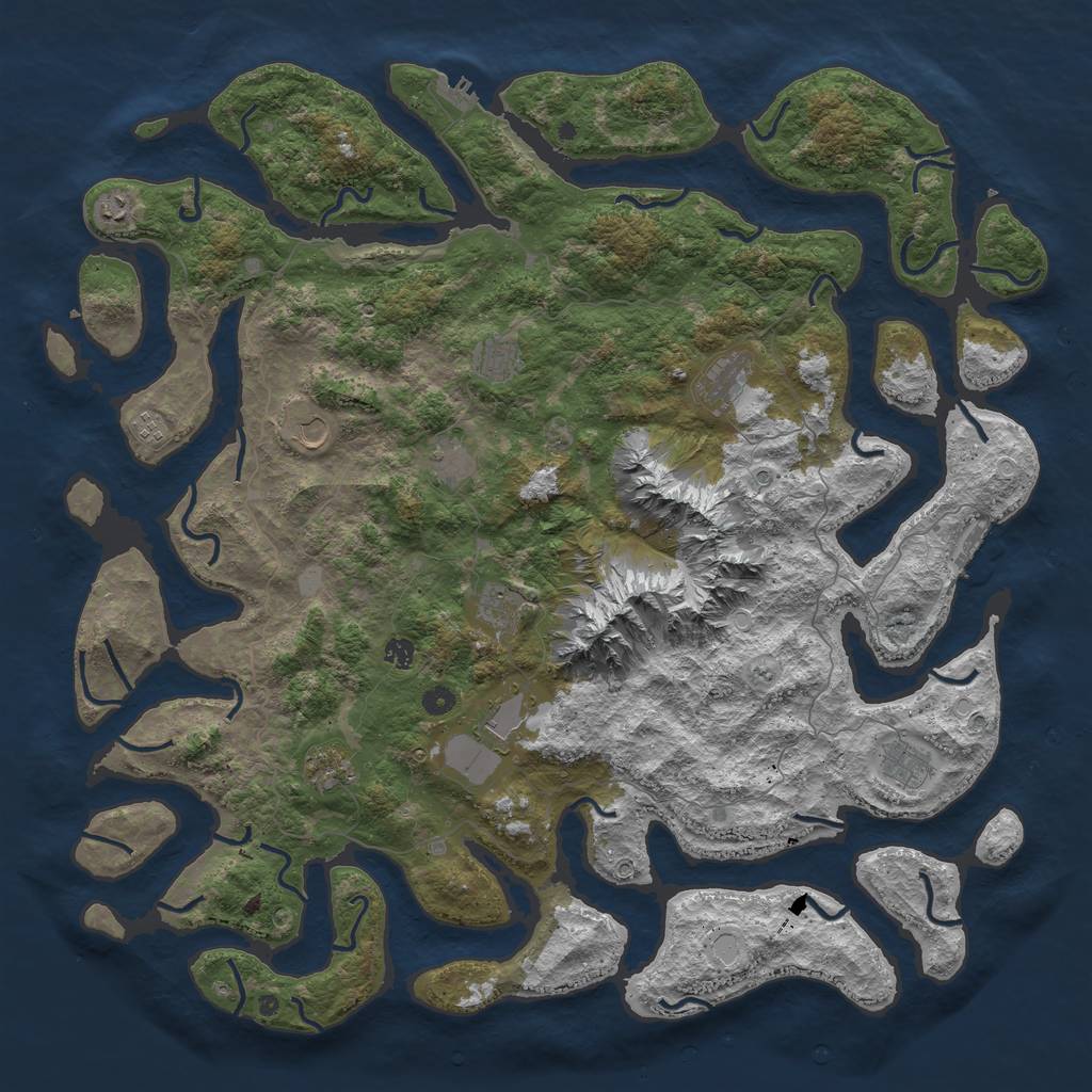 Rust Map: Procedural Map, Size: 5300, Seed: 2030493287, 19 Monuments