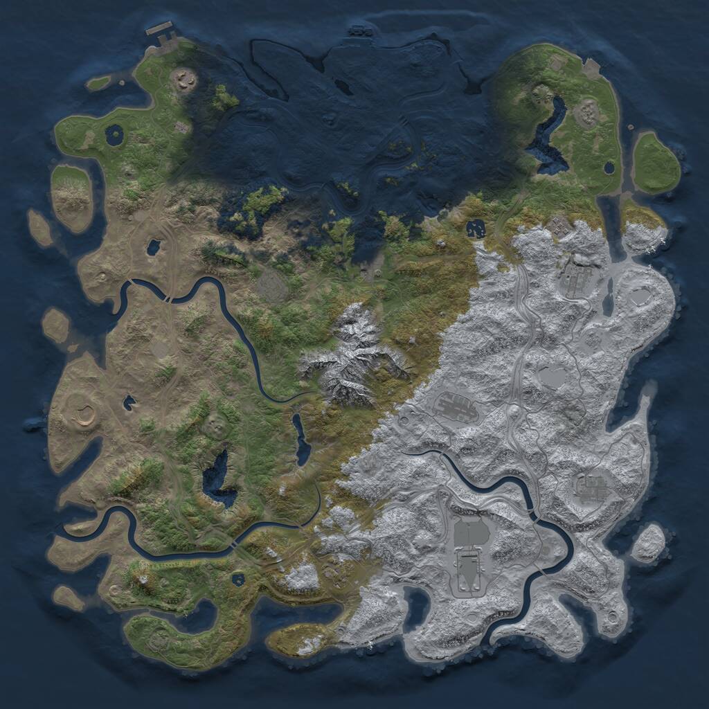 Rust Map: Procedural Map, Size: 5300, Seed: 2030493287, 17 Monuments