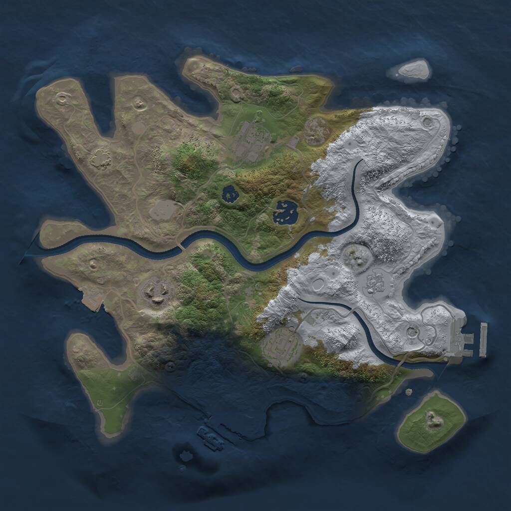 Rust Map: Procedural Map, Size: 3000, Seed: 499203, 10 Monuments