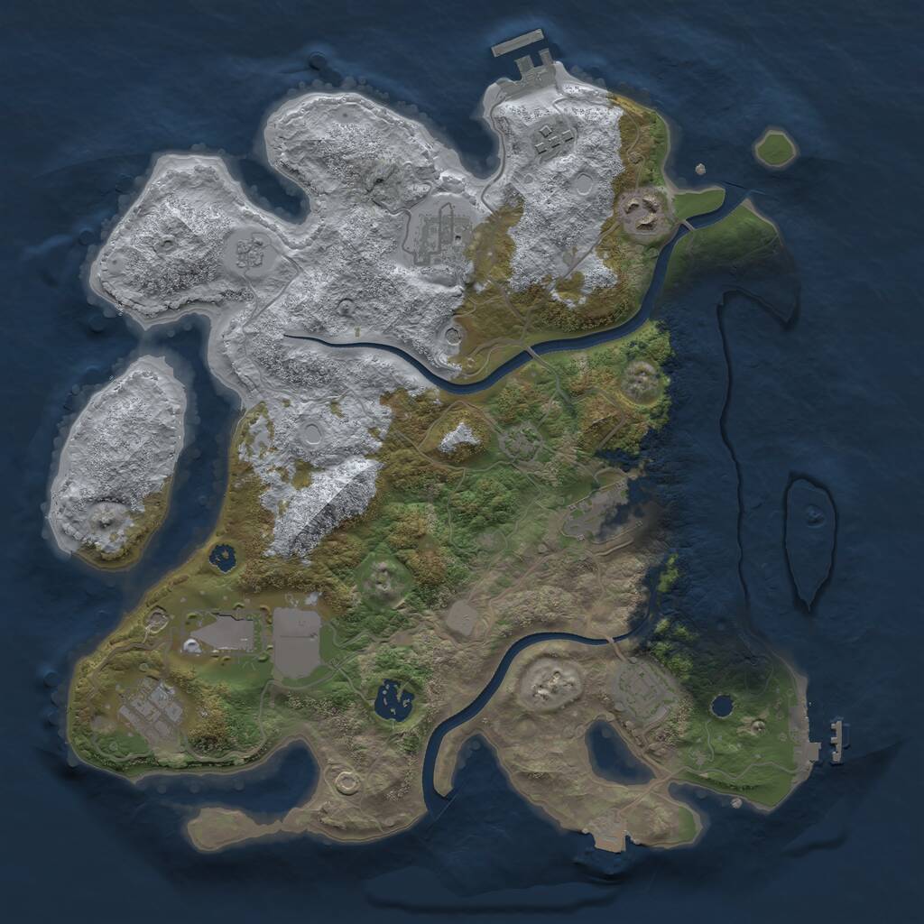 Rust Map: Procedural Map, Size: 3500, Seed: 121121, 14 Monuments
