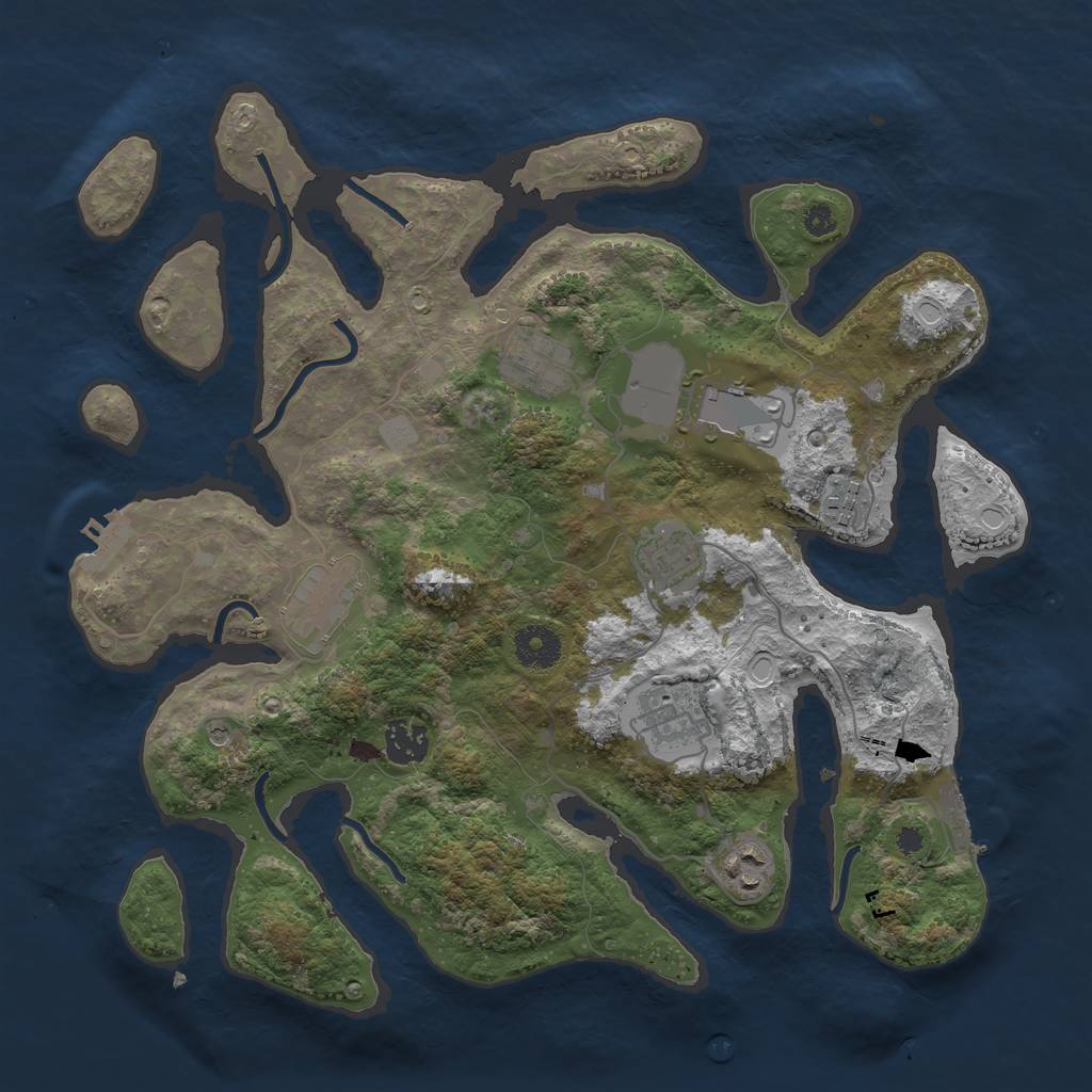 Rust Map: Procedural Map, Size: 3600, Seed: 484848, 16 Monuments