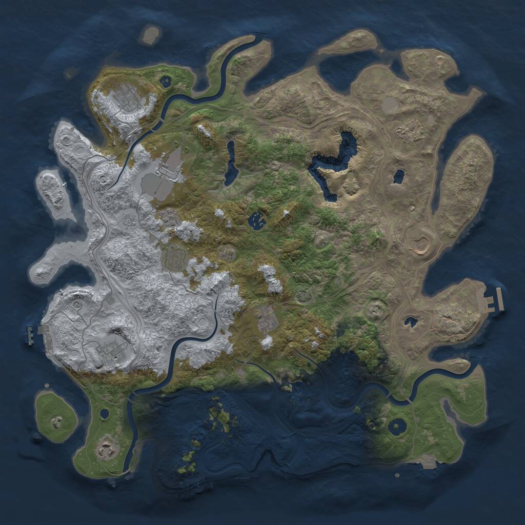 Rust Map: Procedural Map, Size: 4500, Seed: 705732334, 16 Monuments