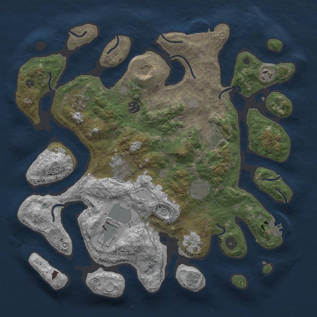 Rust Map: Procedural Map, Size: 3875, Seed: 1231346712, 17 Monuments