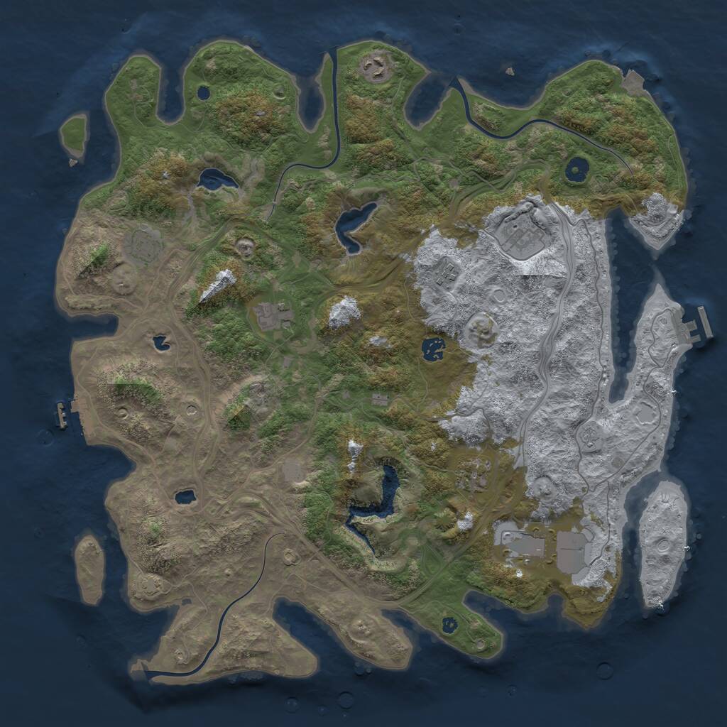 Rust Map: Procedural Map, Size: 4500, Seed: 16405293, 14 Monuments