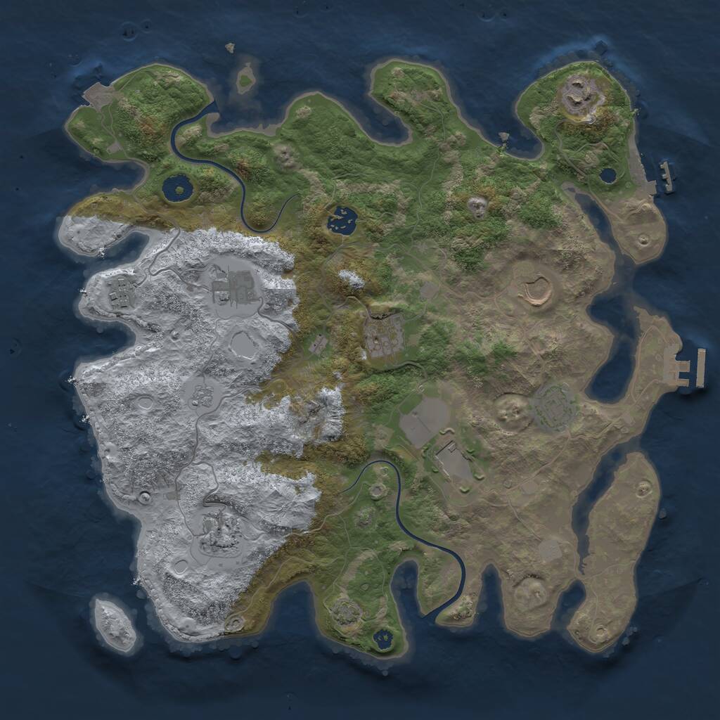 Rust Map: Procedural Map, Size: 3750, Seed: 1343816706, 14 Monuments