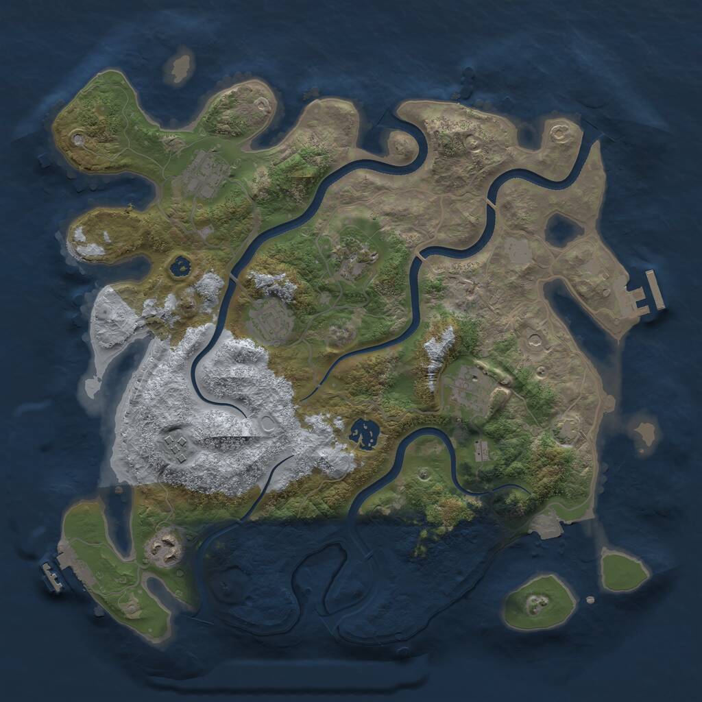 Rust Map: Procedural Map, Size: 3495, Seed: 893302249, 12 Monuments