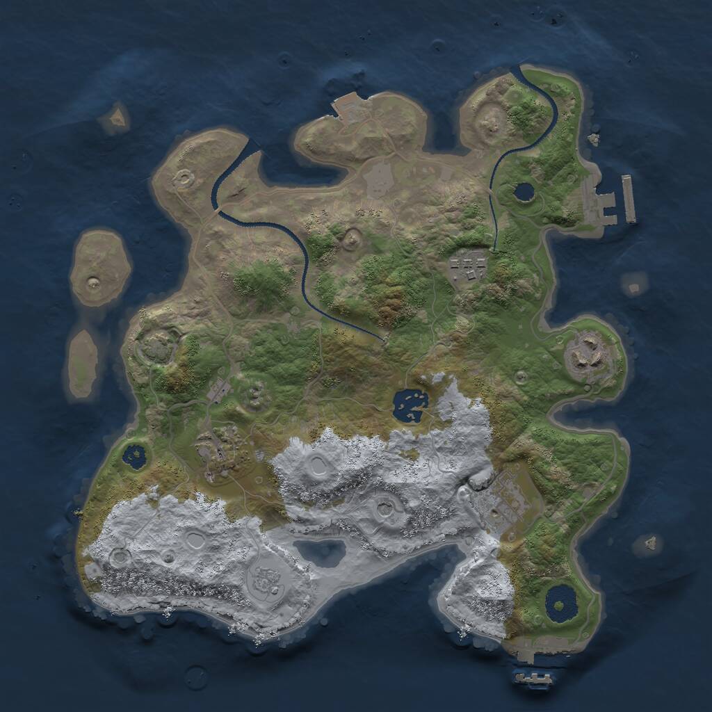 Rust Map: Procedural Map, Size: 3000, Seed: 608169, 11 Monuments