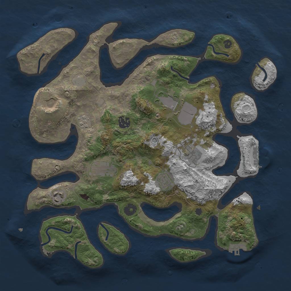 Rust Map: Procedural Map, Size: 3550, Seed: 346698, 16 Monuments