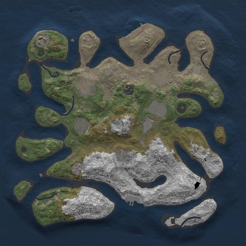 Rust Map: Procedural Map, Size: 3600, Seed: 34053928, 16 Monuments