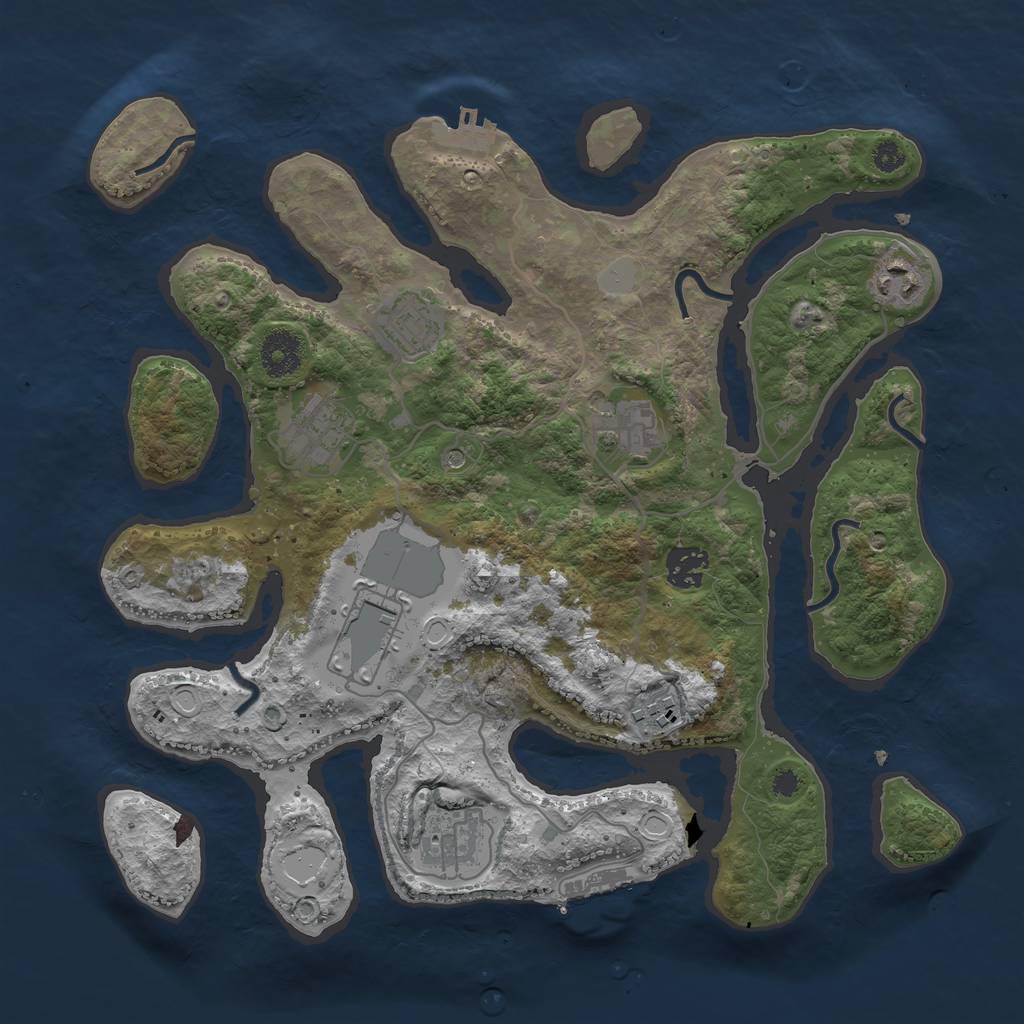 Rust Map: Procedural Map, Size: 3500, Seed: 236545487, 16 Monuments
