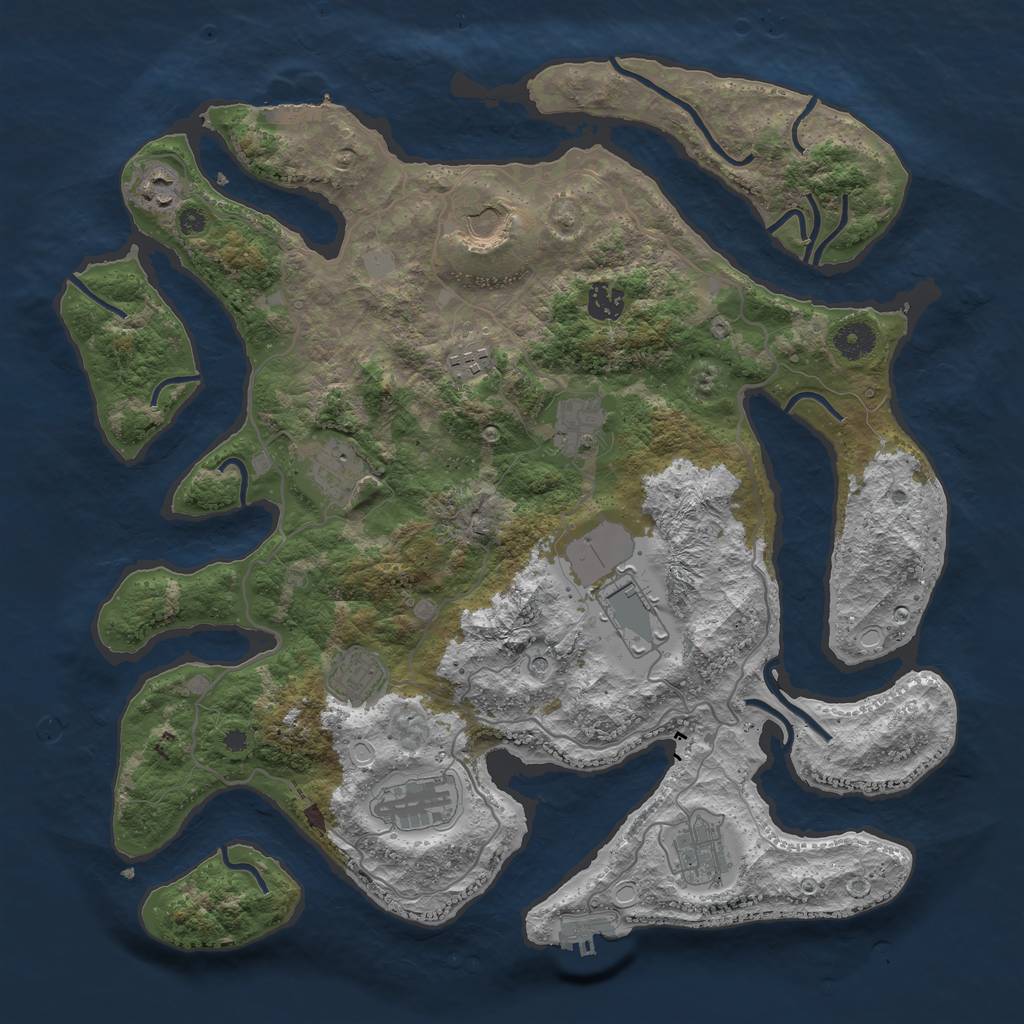 Rust Map: Procedural Map, Size: 4000, Seed: 2304460, 18 Monuments