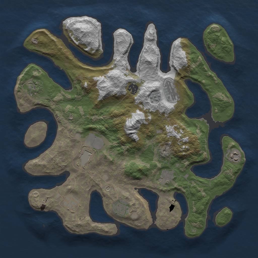 Rust Map: Barren, Size: 3800, Seed: 5300, 12 Monuments