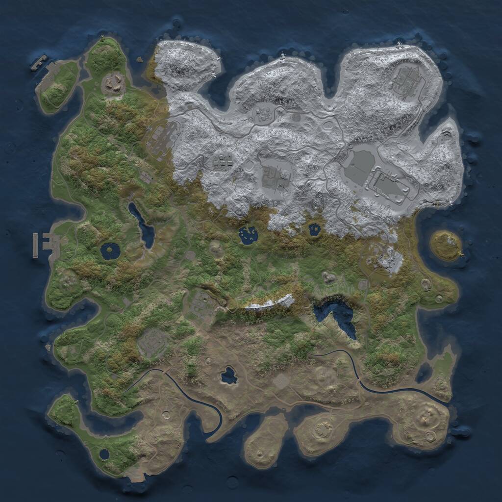 Rust Map: Procedural Map, Size: 4000, Seed: 914084454, 16 Monuments