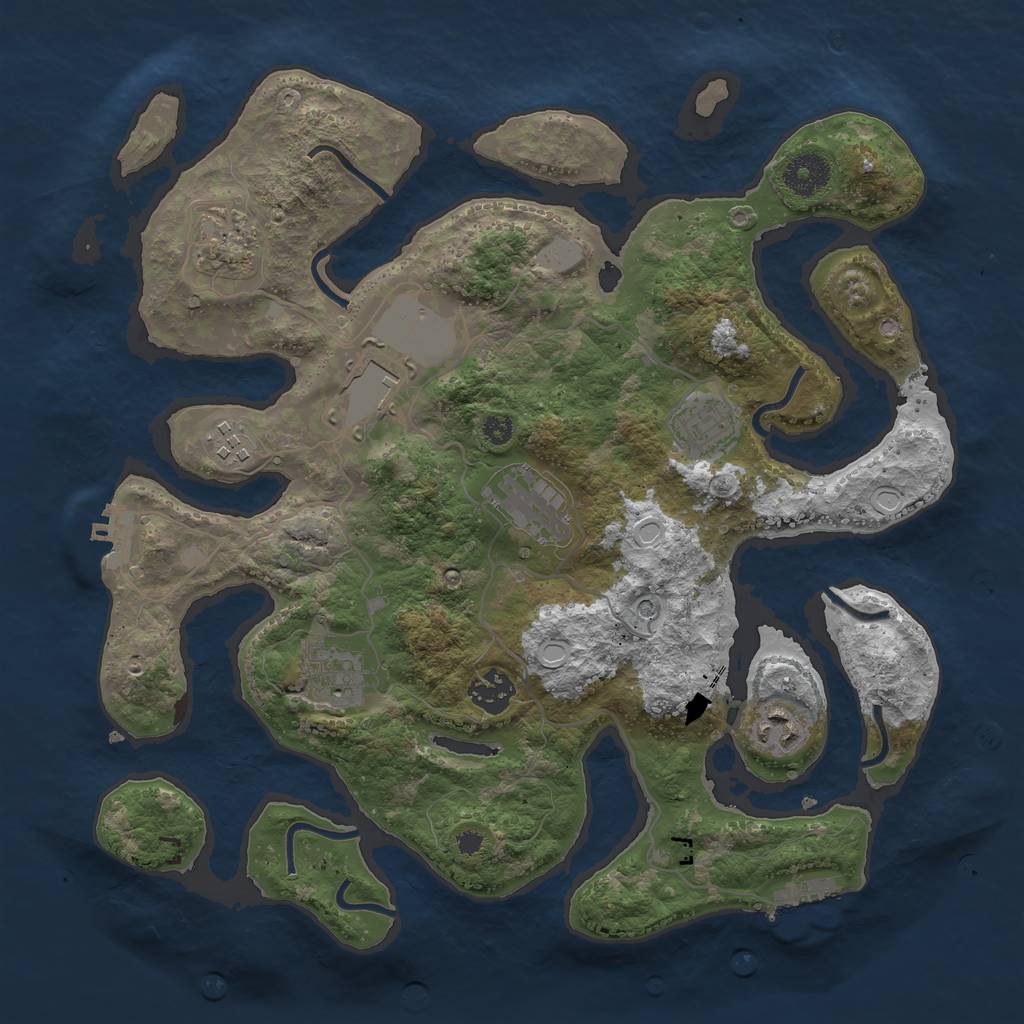 Rust Map: Procedural Map, Size: 3500, Seed: 333377720, 16 Monuments