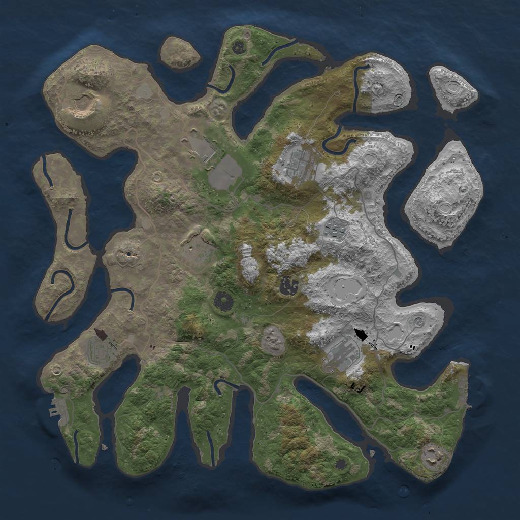 Rust Map: Procedural Map, Size: 4000, Seed: 7312353, 17 Monuments