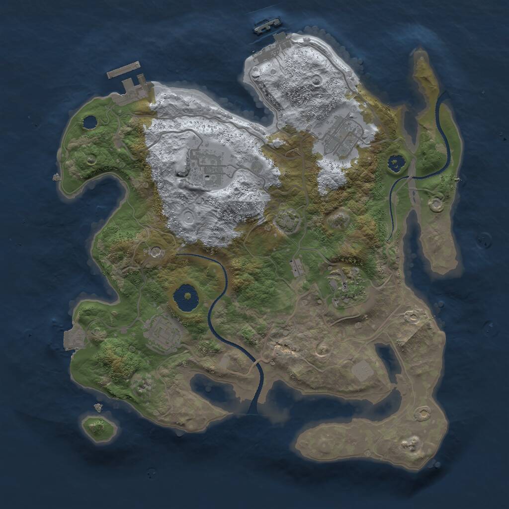 Rust Map: Procedural Map, Size: 3000, Seed: 173427406, 9 Monuments