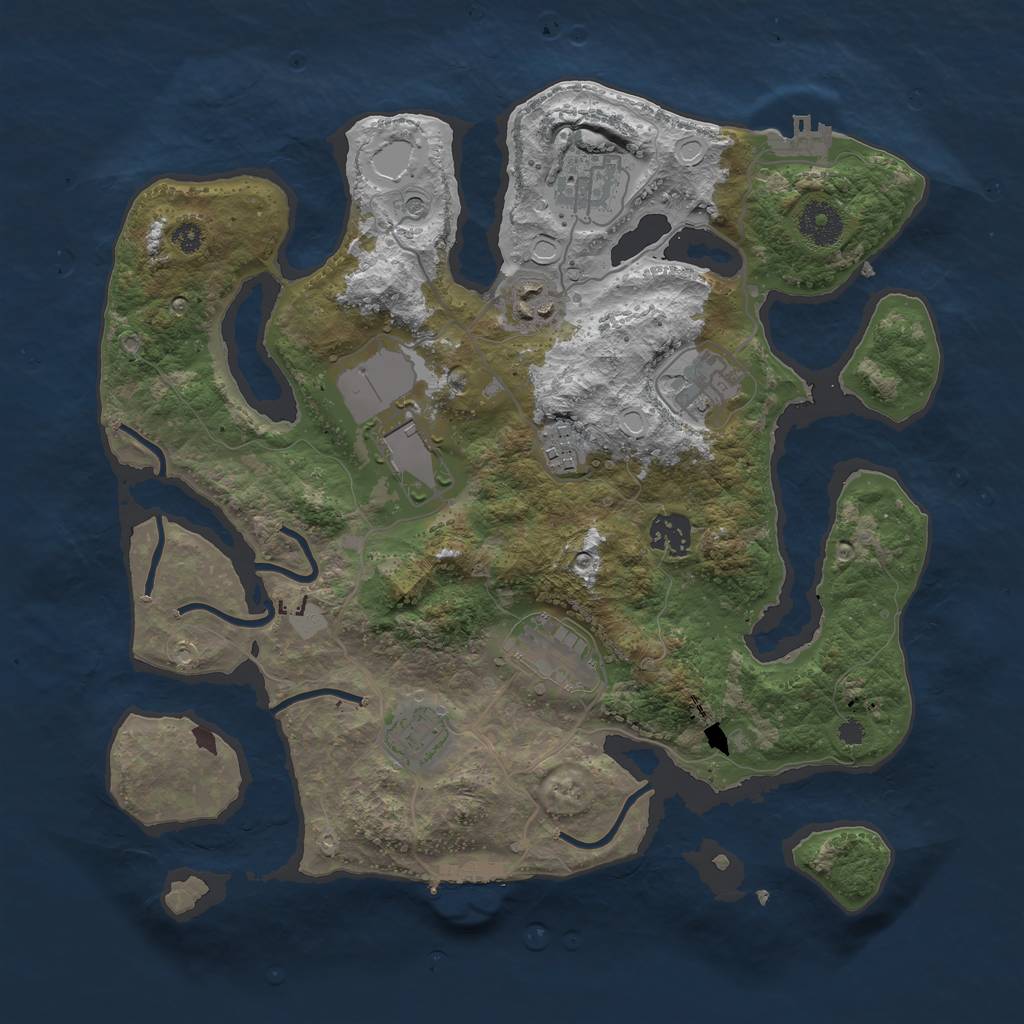 Rust Map: Procedural Map, Size: 3500, Seed: 645748, 16 Monuments